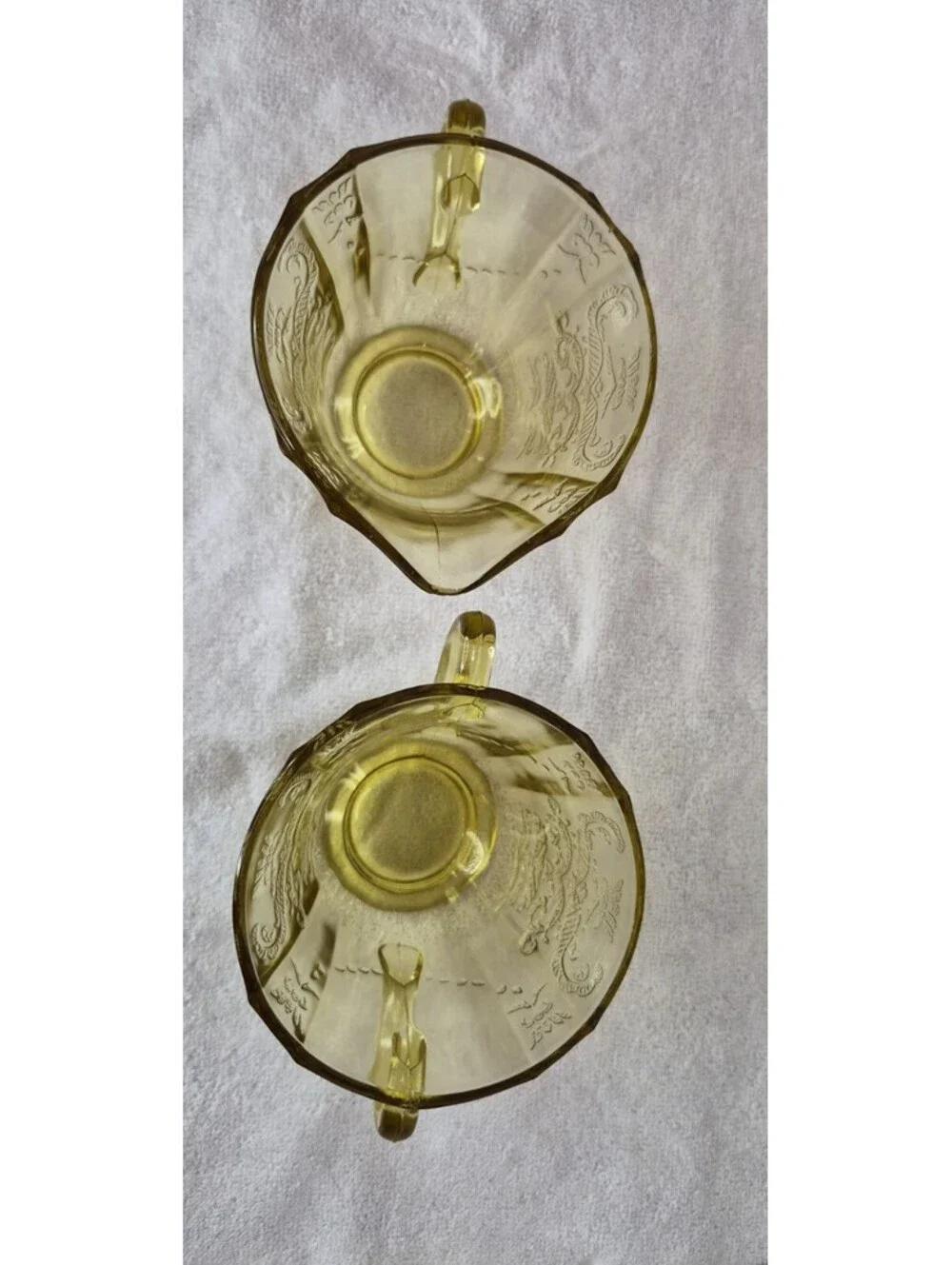 1930'S Federal Depression Glass Madrid pattern creamer and sugar